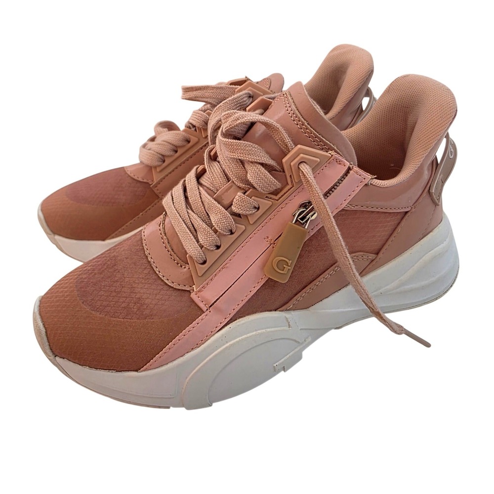 GUESS Women Pink Chunky Sole Lace Up Fashion Sneakers Shoes Size 6